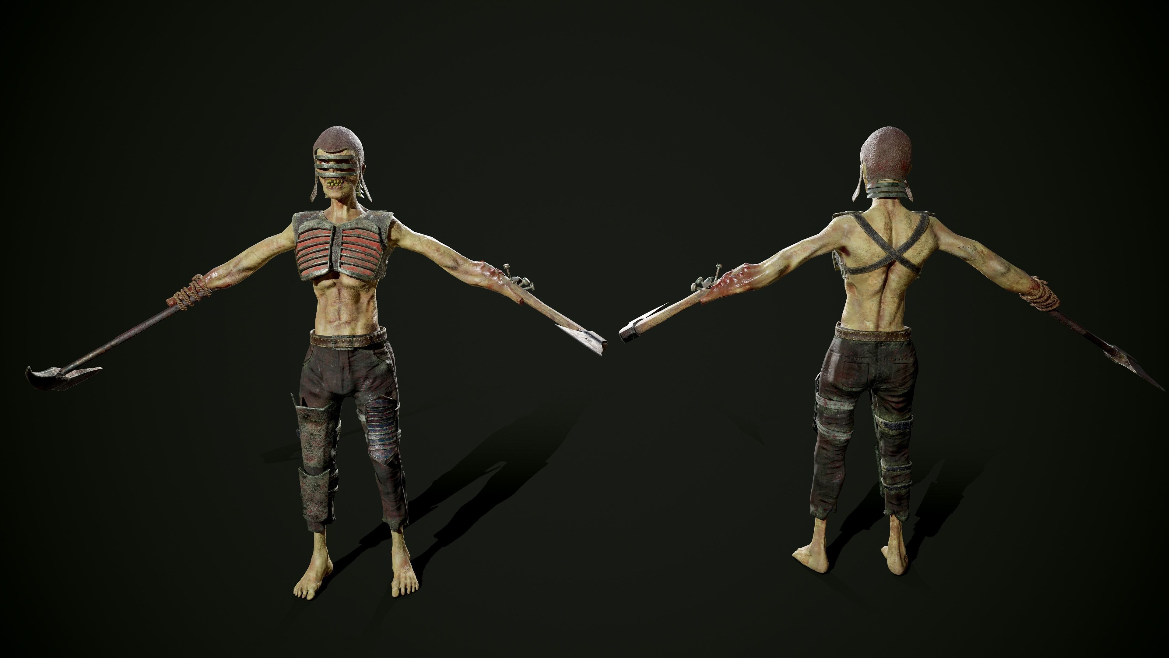 Zombie Drew Low-poly 3D model_9