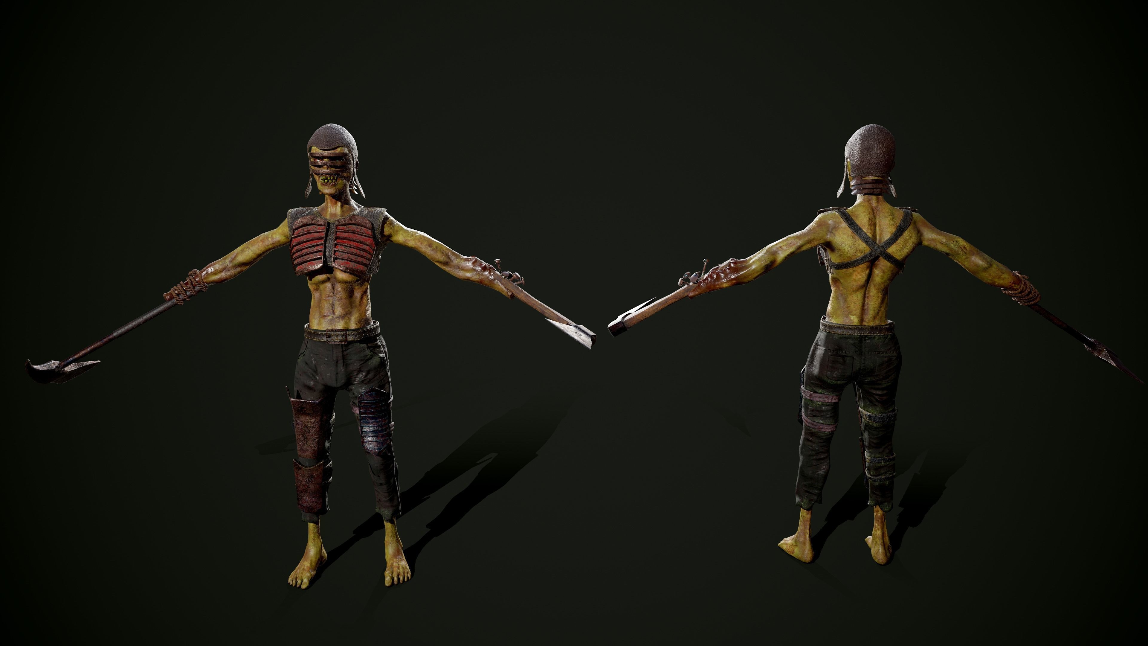 Zombie Drew Low-poly 3D model_7