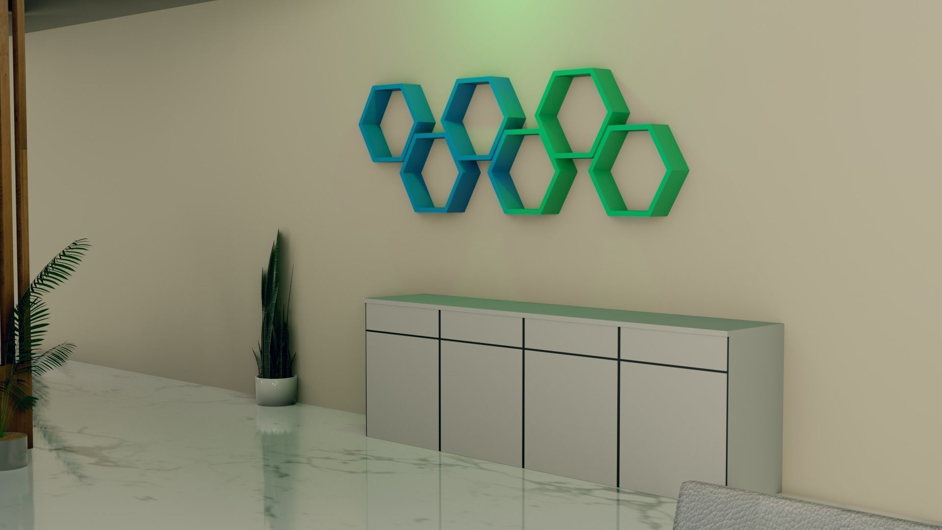 Hall Interior - Low Poly - Game Ready Low-poly 3D model_6