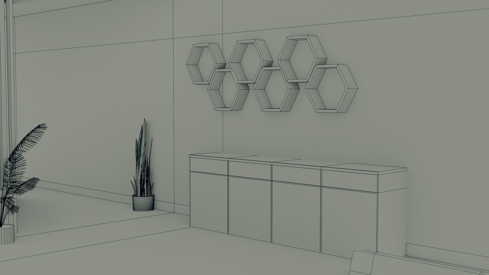 Hall Interior - Low Poly - Game Ready Low-poly 3D model_14