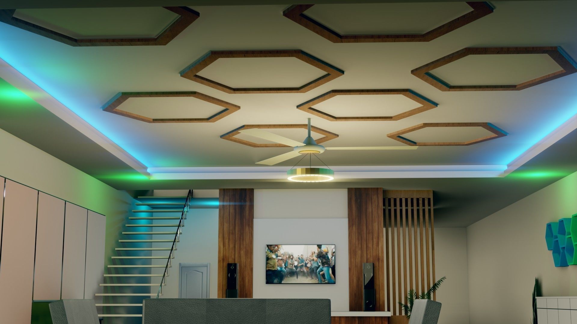 Hall Interior - Low Poly - Game Ready Low-poly 3D model_3