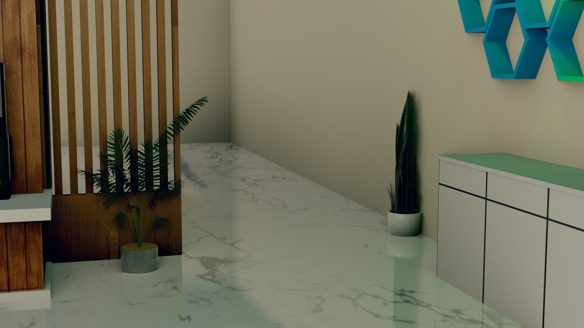 Hall Interior - Low Poly - Game Ready Low-poly 3D model_7