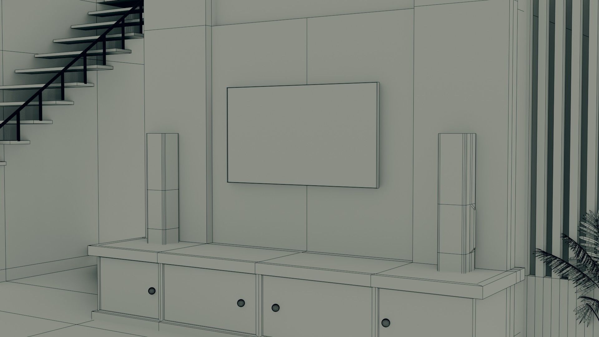 Hall Interior - Low Poly - Game Ready Low-poly 3D model_12