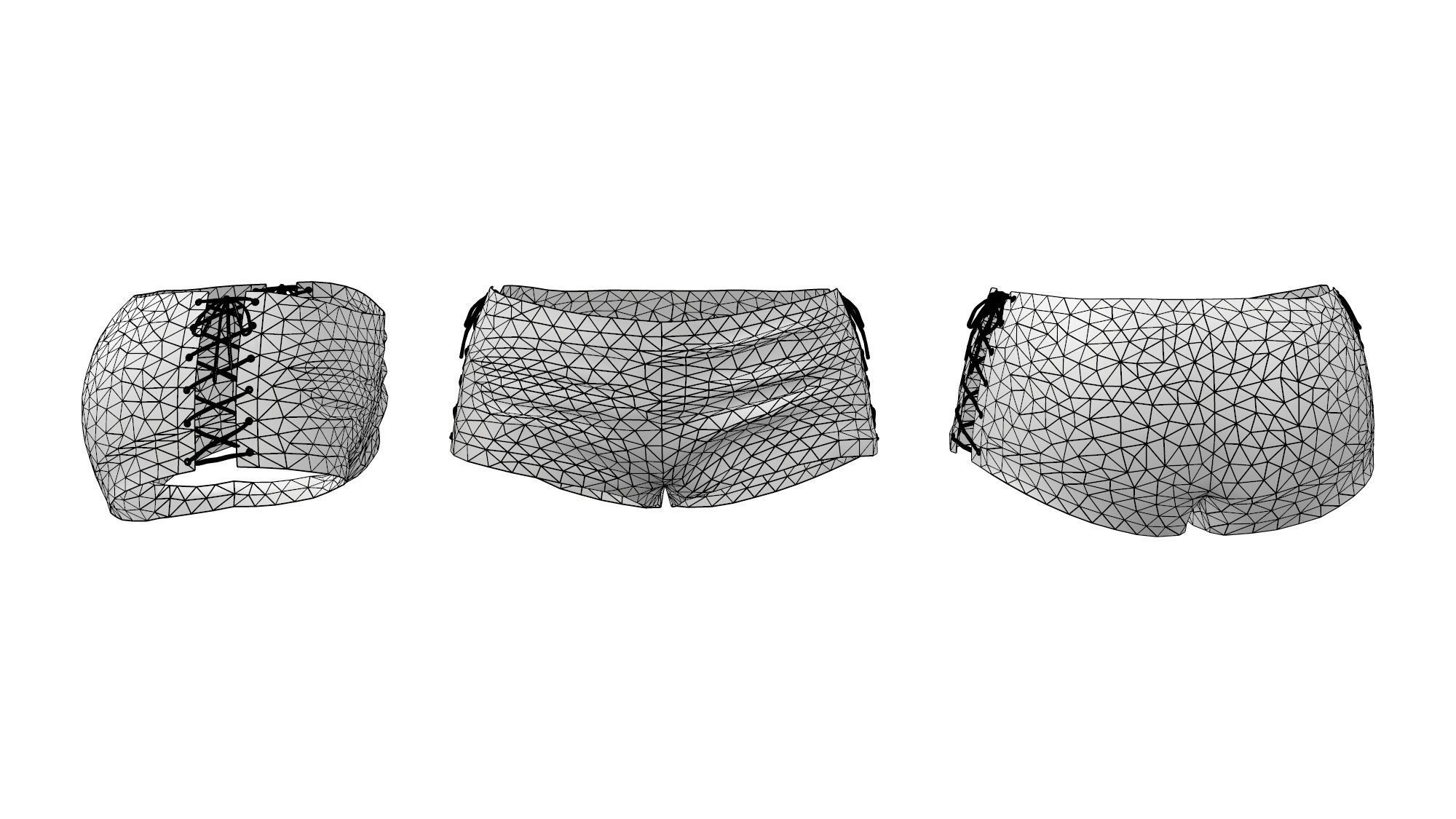 Micro Shorts with Side Lace Low-poly 3D model_3