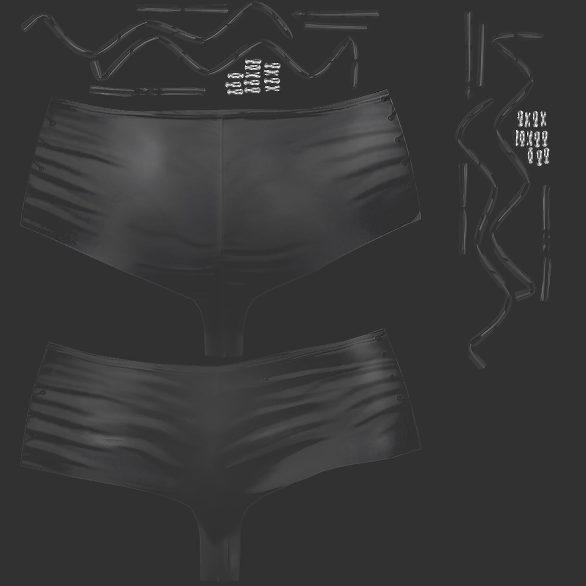 Micro Shorts with Side Lace Low-poly 3D model_10