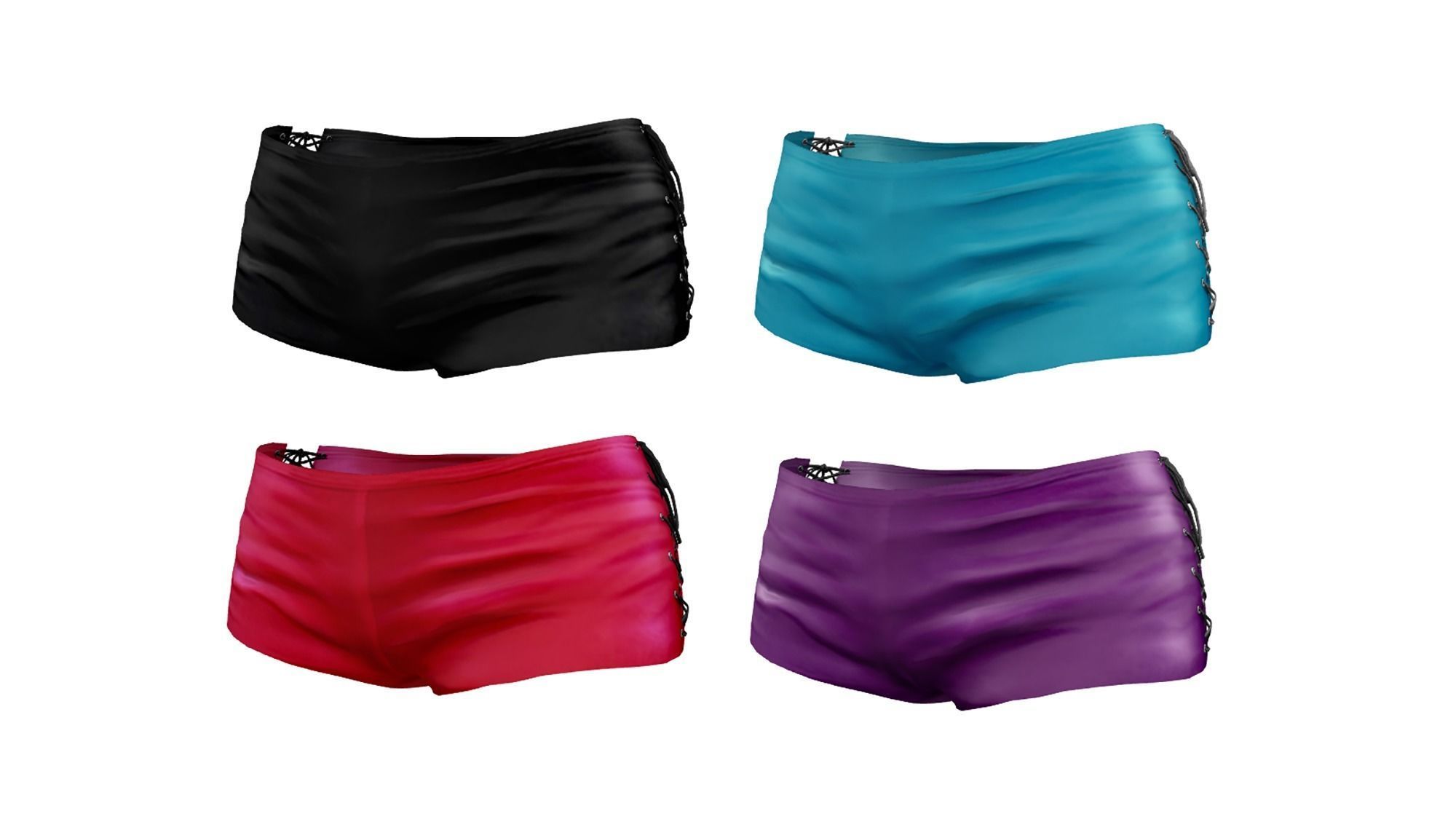 Micro Shorts with Side Lace Low-poly 3D model_2