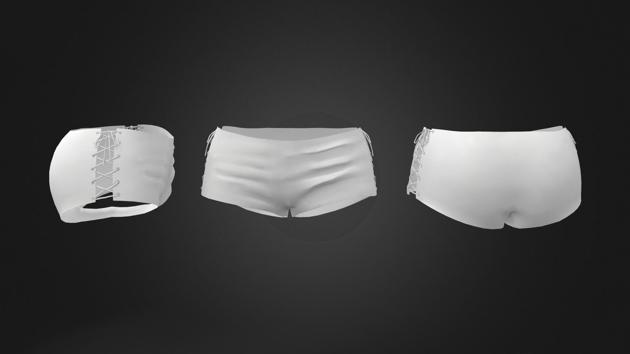 Micro Shorts with Side Lace Low-poly 3D model_4
