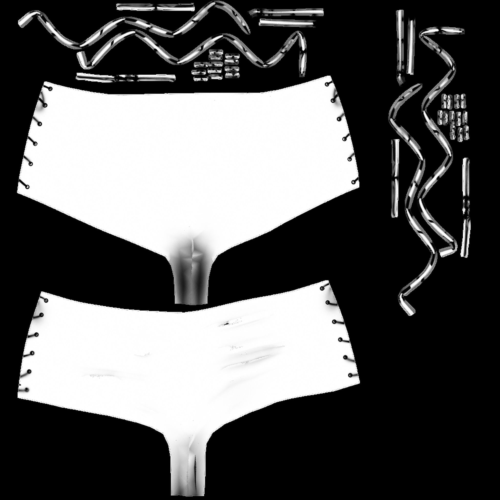Micro Shorts with Side Lace Low-poly 3D model_11