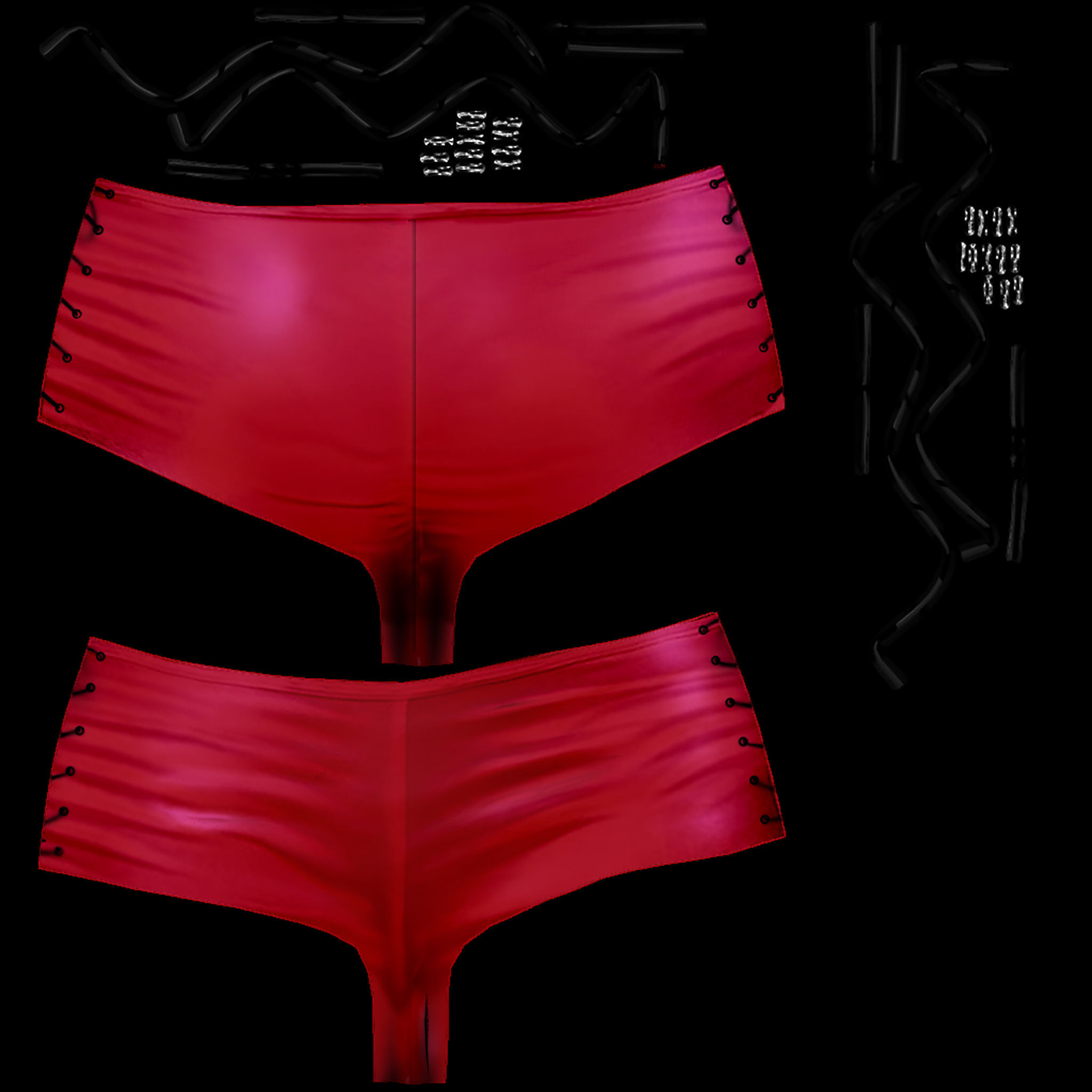 Micro Shorts with Side Lace Low-poly 3D model_7