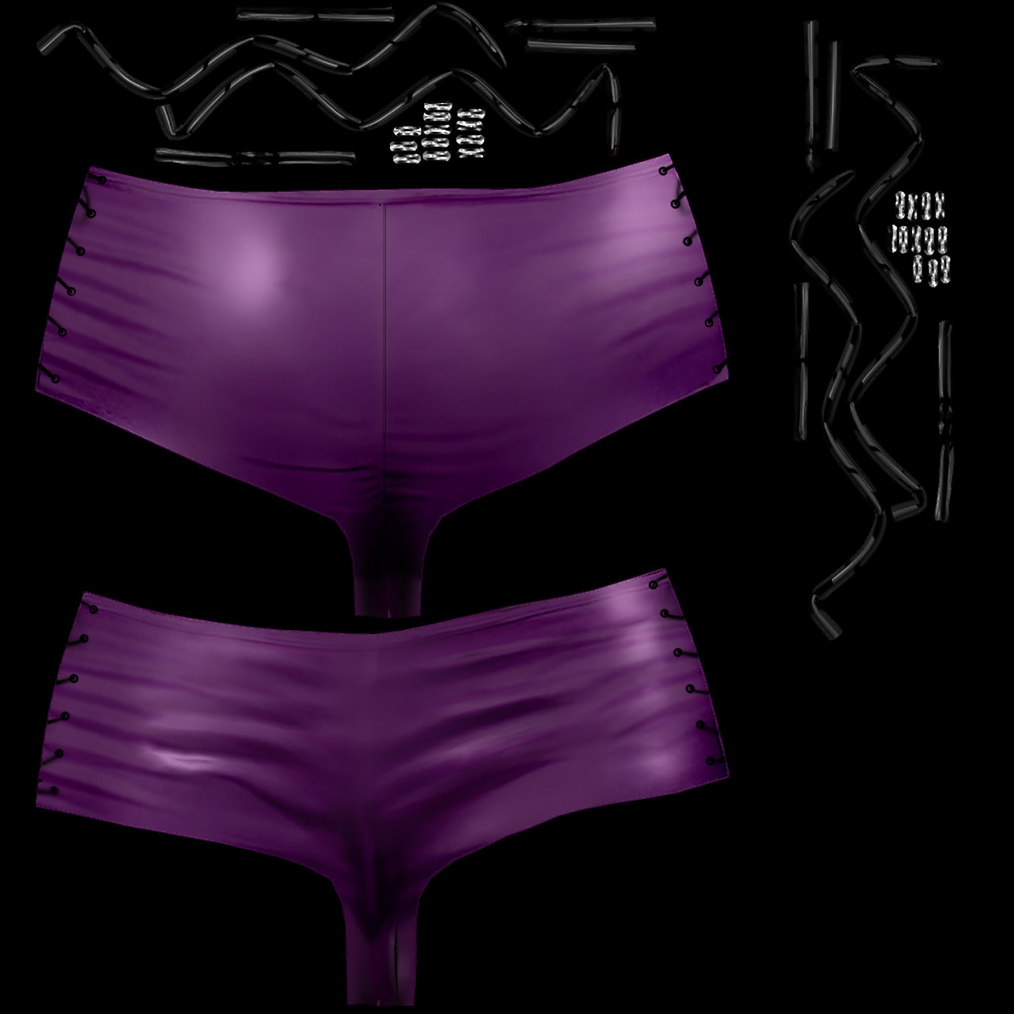 Micro Shorts with Side Lace Low-poly 3D model_6