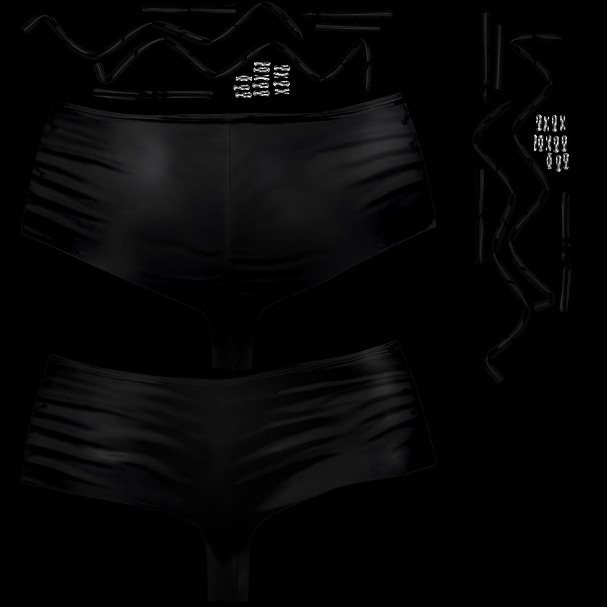 Micro Shorts with Side Lace Low-poly 3D model_5