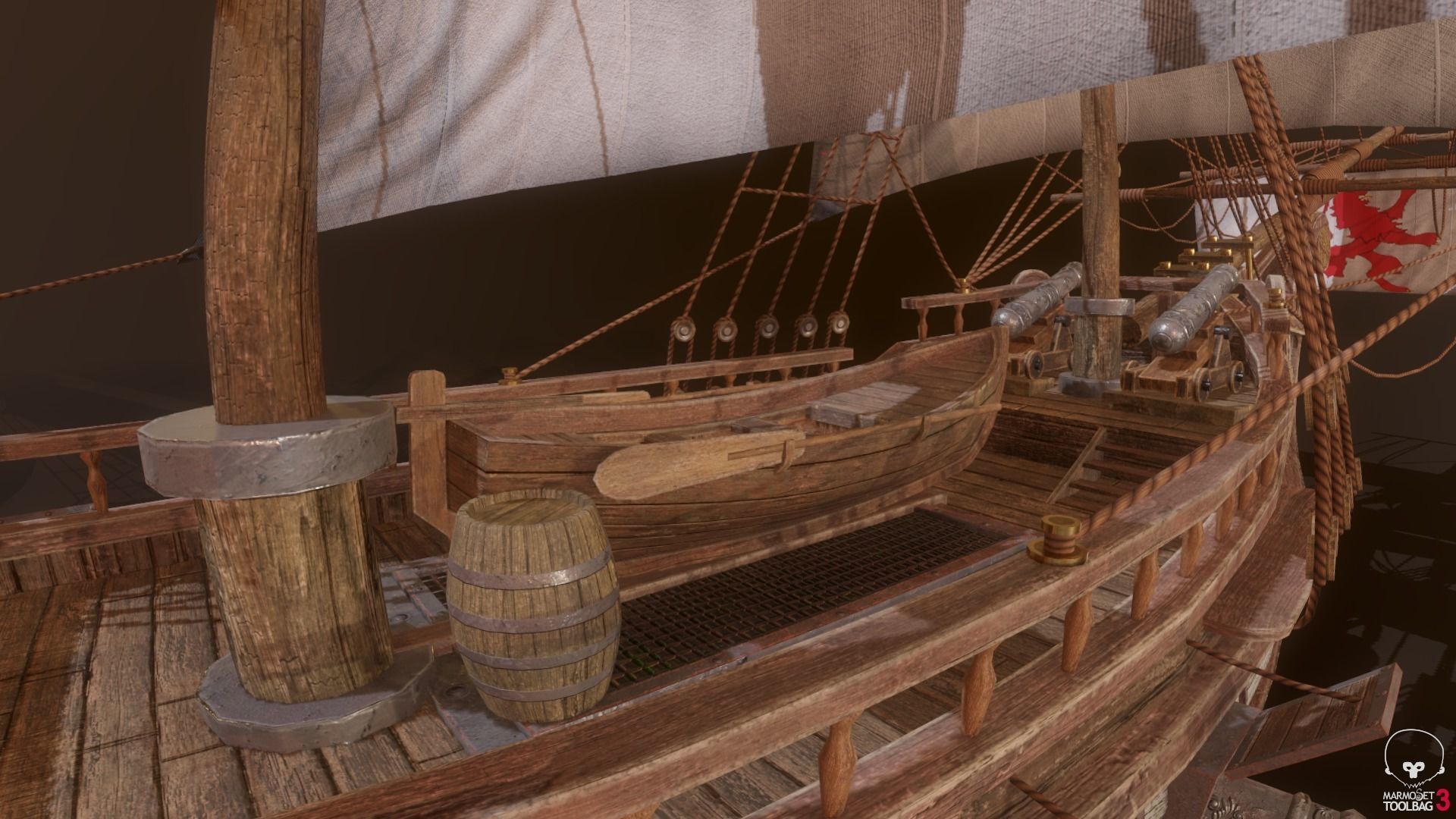 Ocean Brig Low-poly 3D model_8