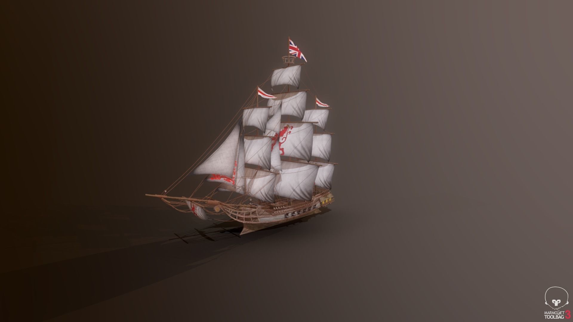 Ocean Brig Low-poly 3D model_11