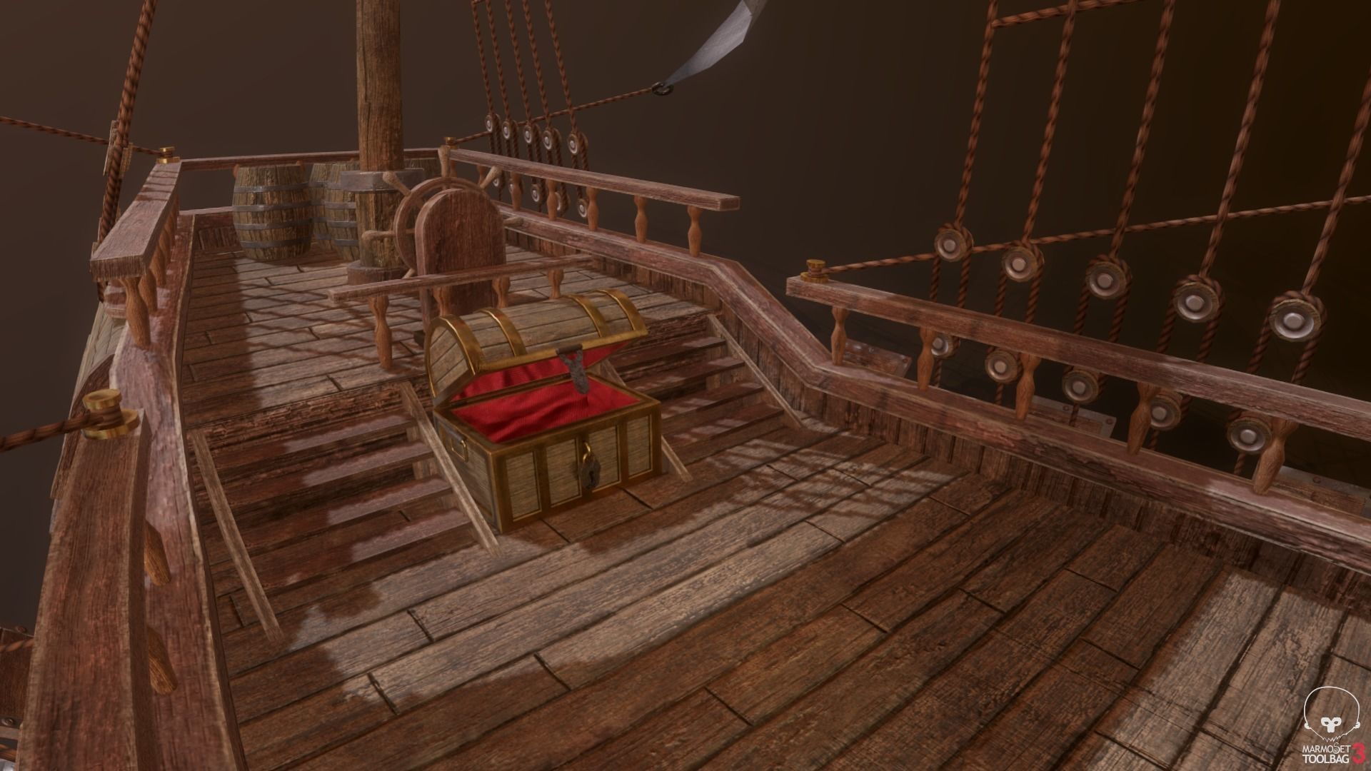 Ocean Brig Low-poly 3D model_9