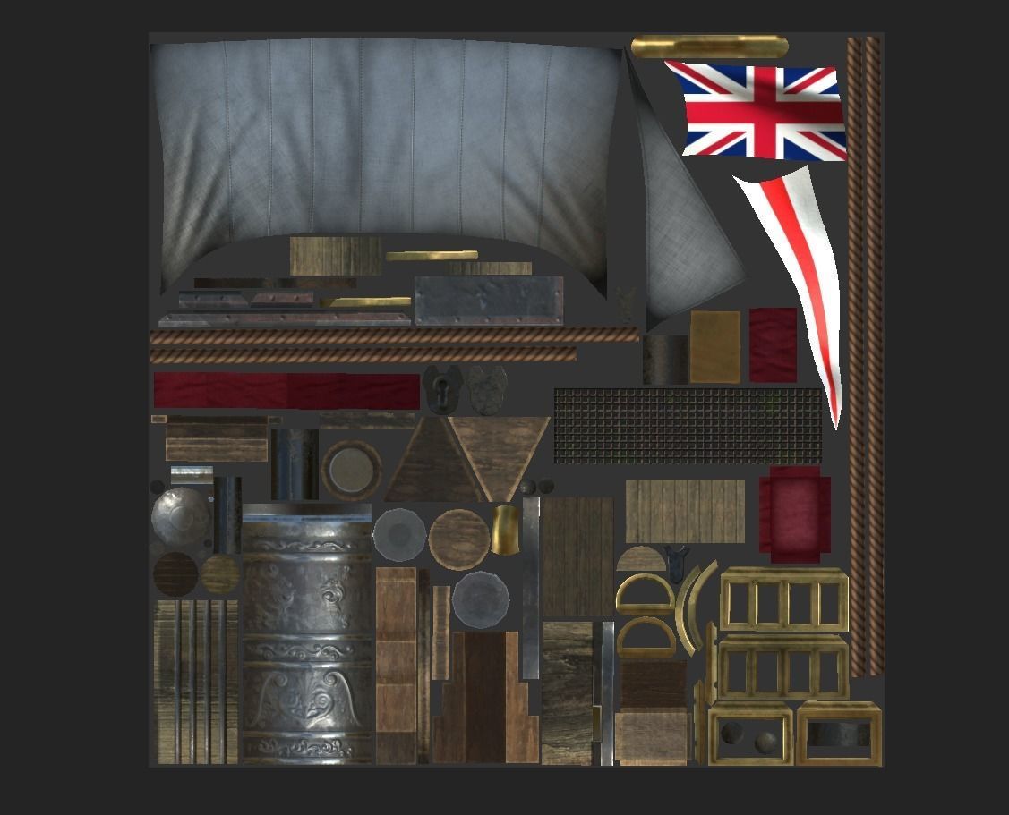 Ocean Brig Low-poly 3D model_20