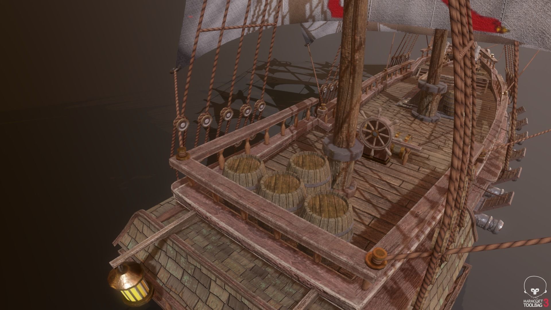 Ocean Brig Low-poly 3D model_10