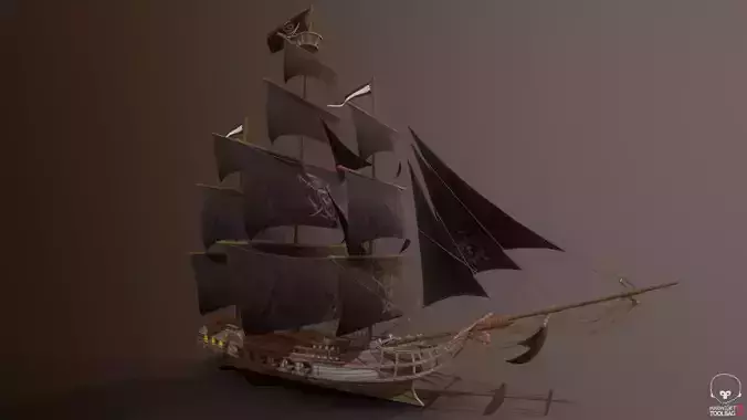 Ocean Brig Low-poly 3D model