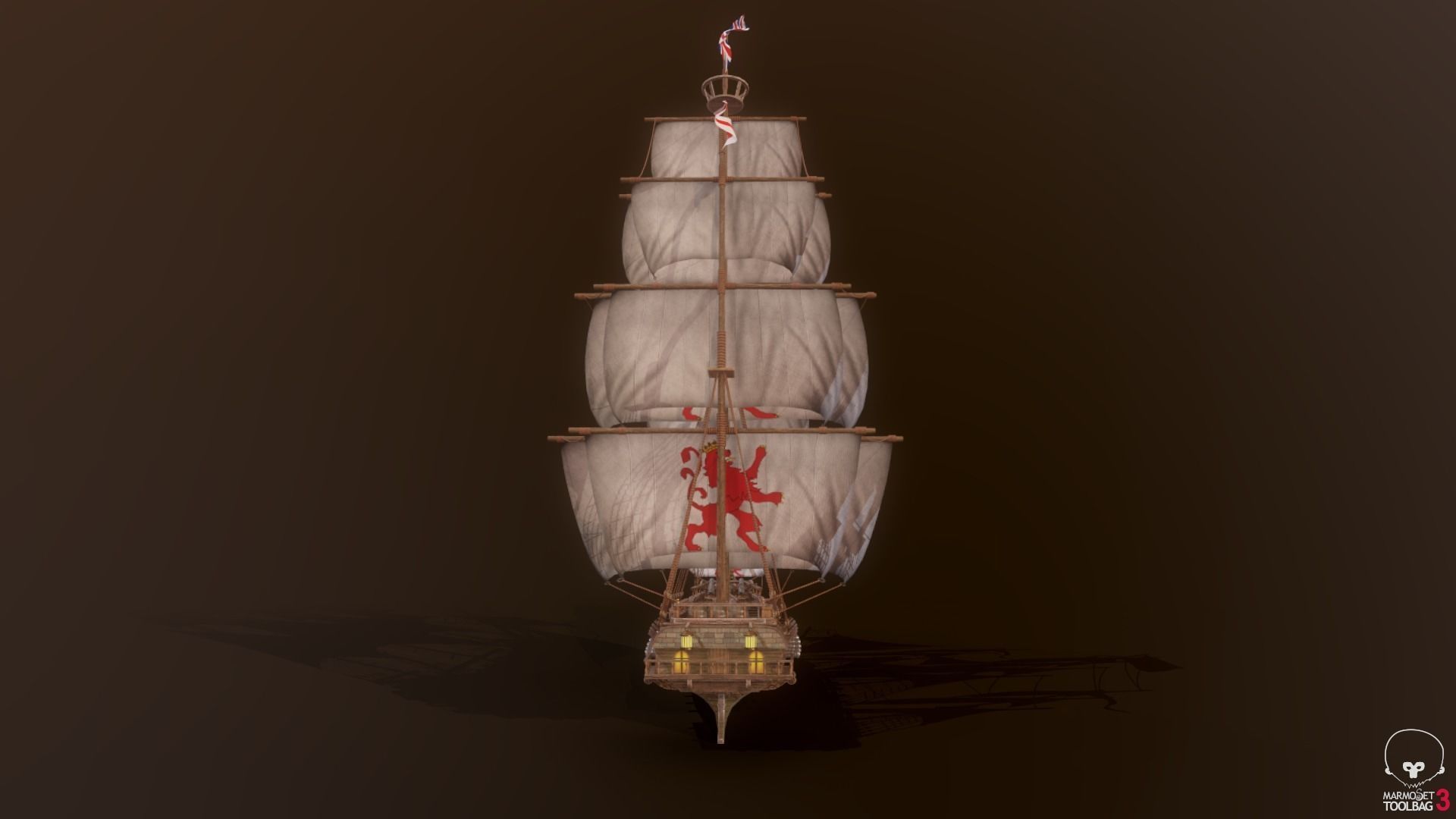 Ocean Brig Low-poly 3D model_6