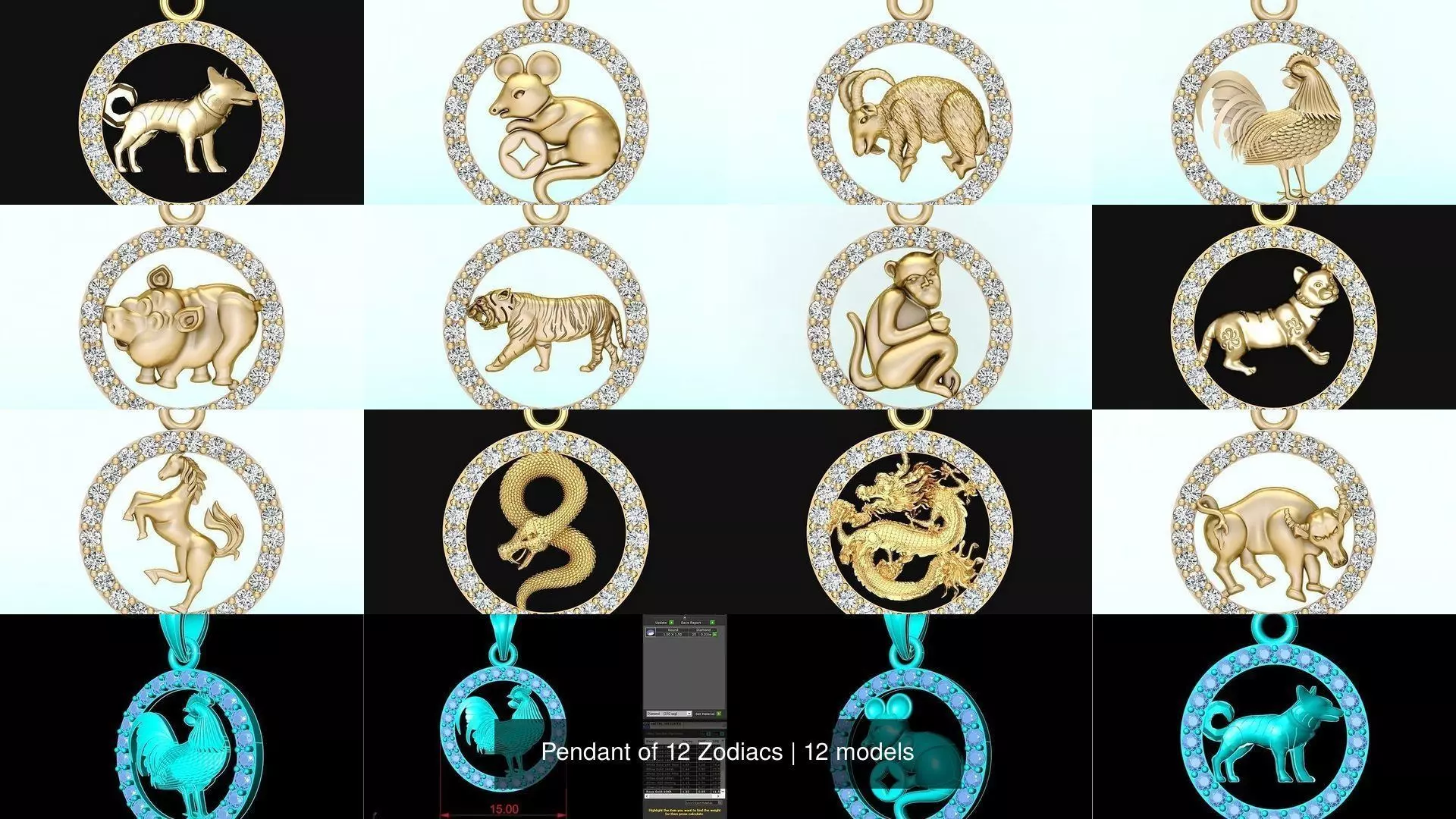 Pendant of 12 Zodiacs 3D Model Collection_0