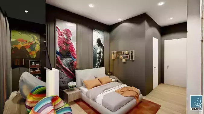 BOYS ROOM INTERIOR DESIGN 3D MODEL 