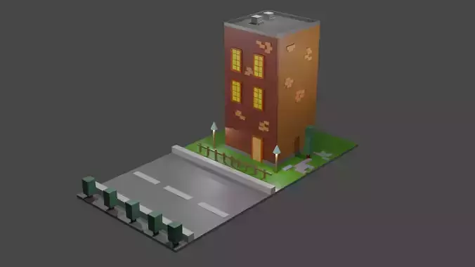 low poly building