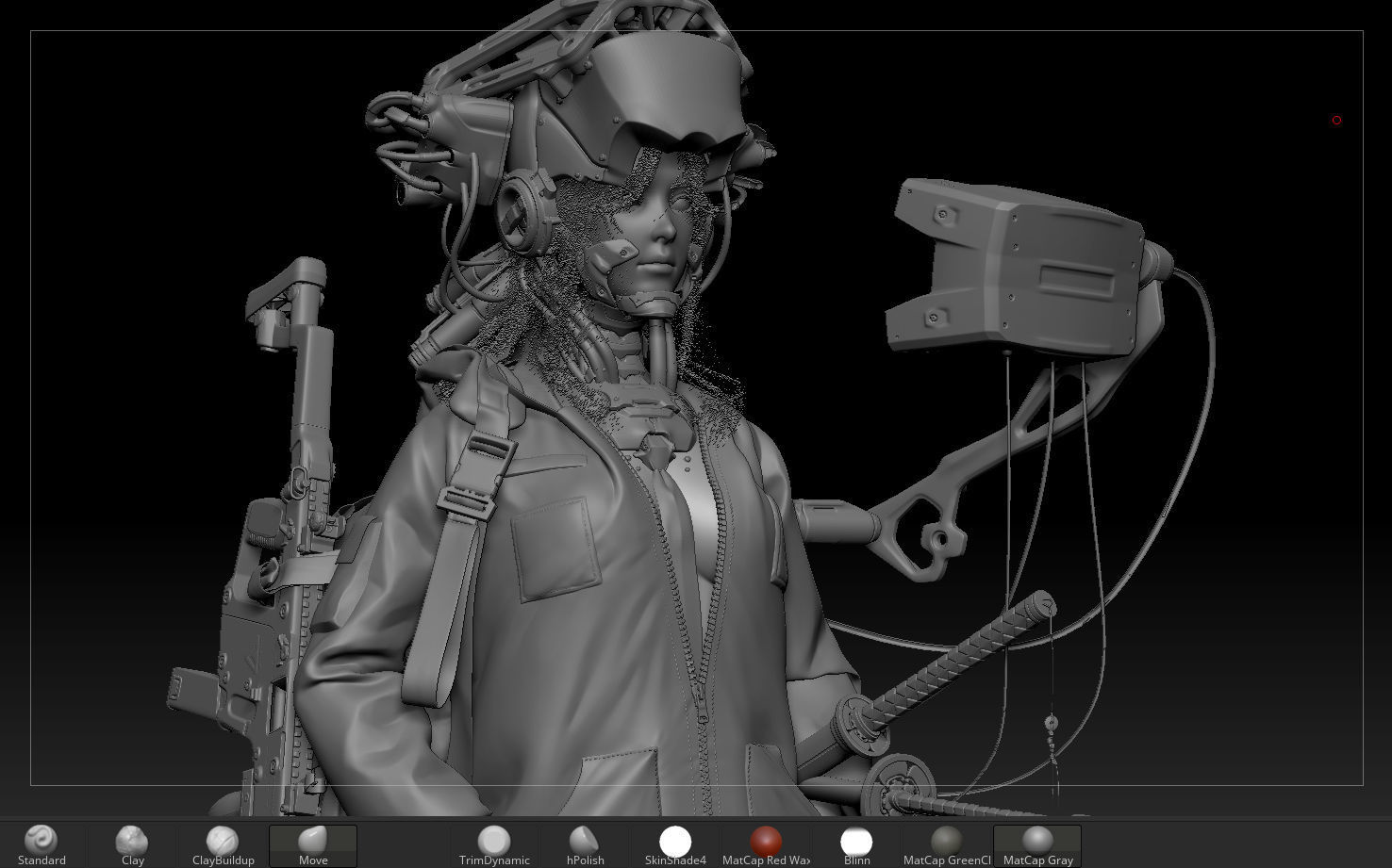 Scavenger female cyberpunk character 3D model_4