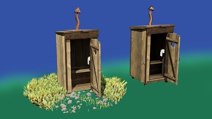 Out House toilet High Low Plygon Low-poly 3D model