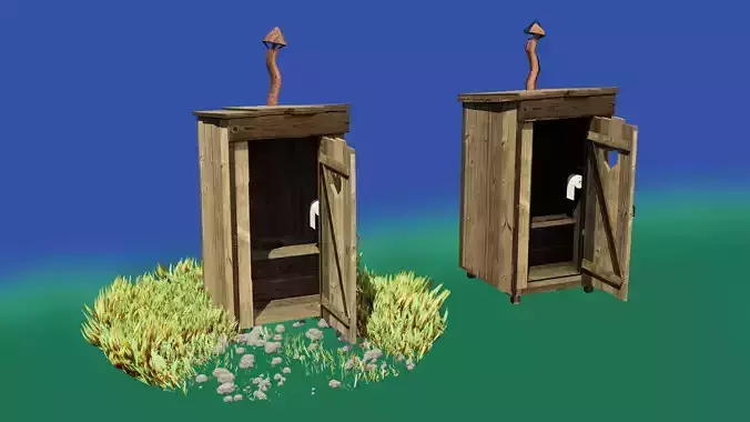 Out House toilet High Low Plygon Low-poly 3D model