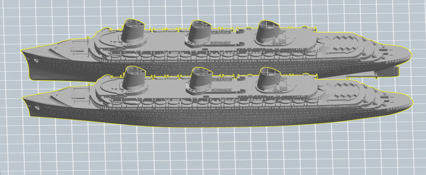 SS Normandie ocean liner printable model -full and waterline 3D print model_2