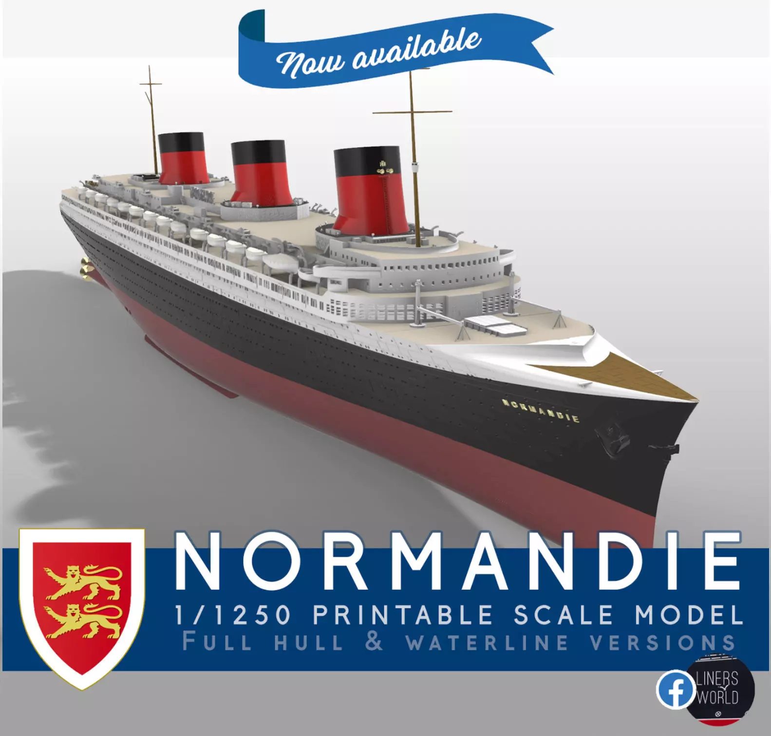 SS Normandie ocean liner printable model -full and waterline 3D print model_0