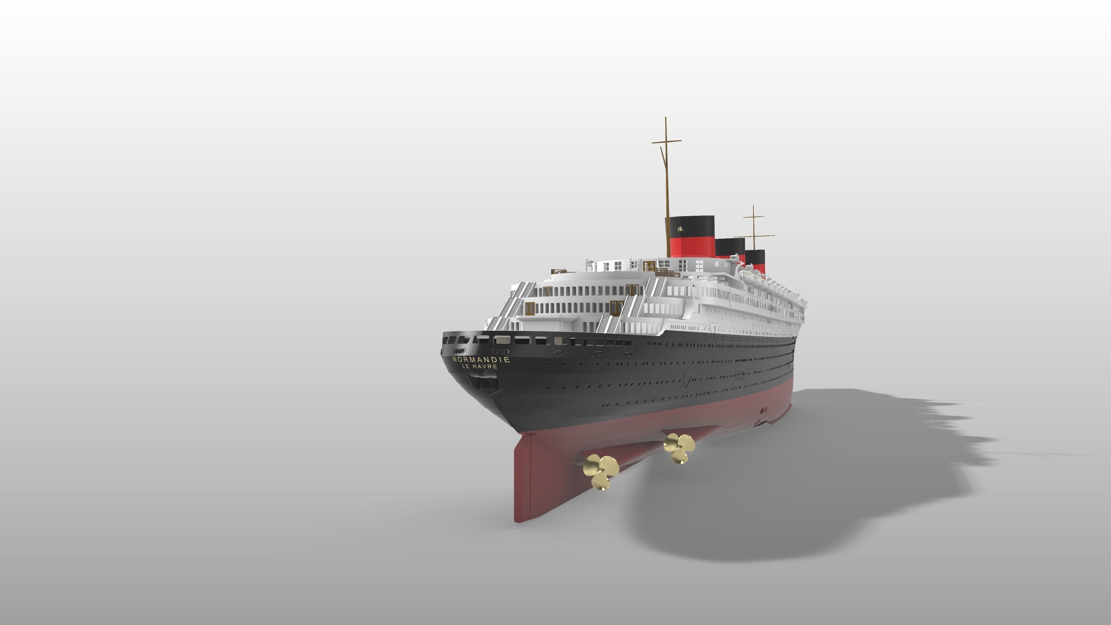 SS Normandie ocean liner printable model -full and waterline 3D print model_7