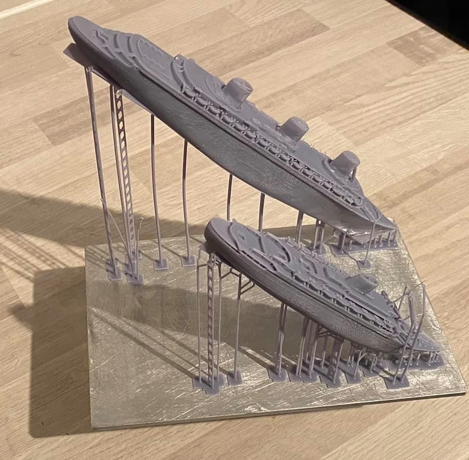 SS Normandie ocean liner printable model -full and waterline 3D print model_8