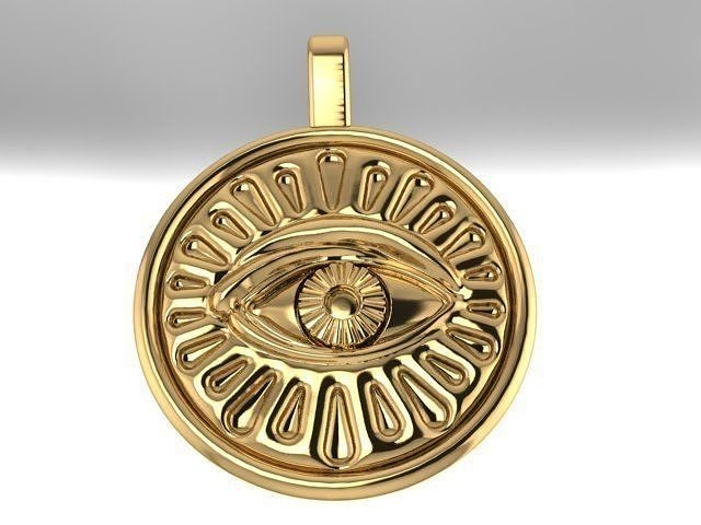third-Eye-Pendant gold evil eye pendant 3D print model