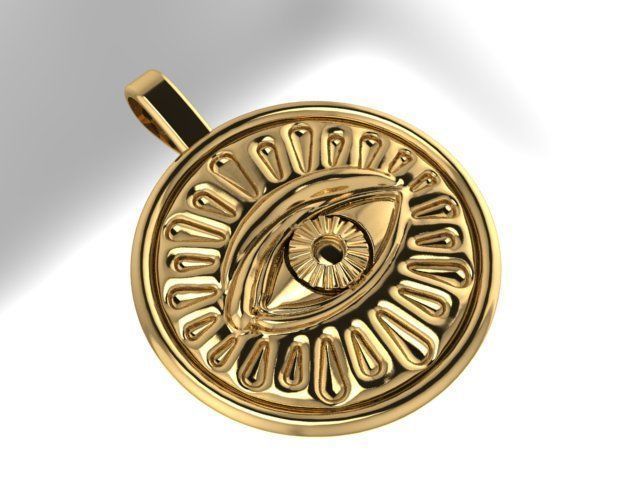 third-Eye-Pendant gold evil eye pendant 3D print model_1