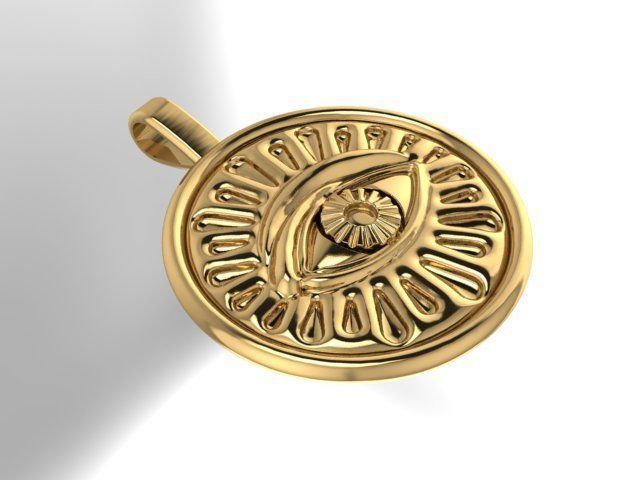 third-Eye-Pendant gold evil eye pendant 3D print model_2