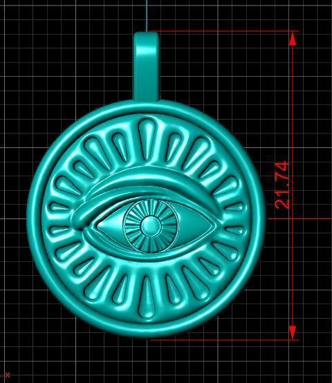 third-Eye-Pendant gold evil eye pendant 3D print model_5