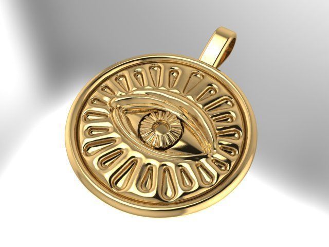 third-Eye-Pendant gold evil eye pendant 3D print model_4