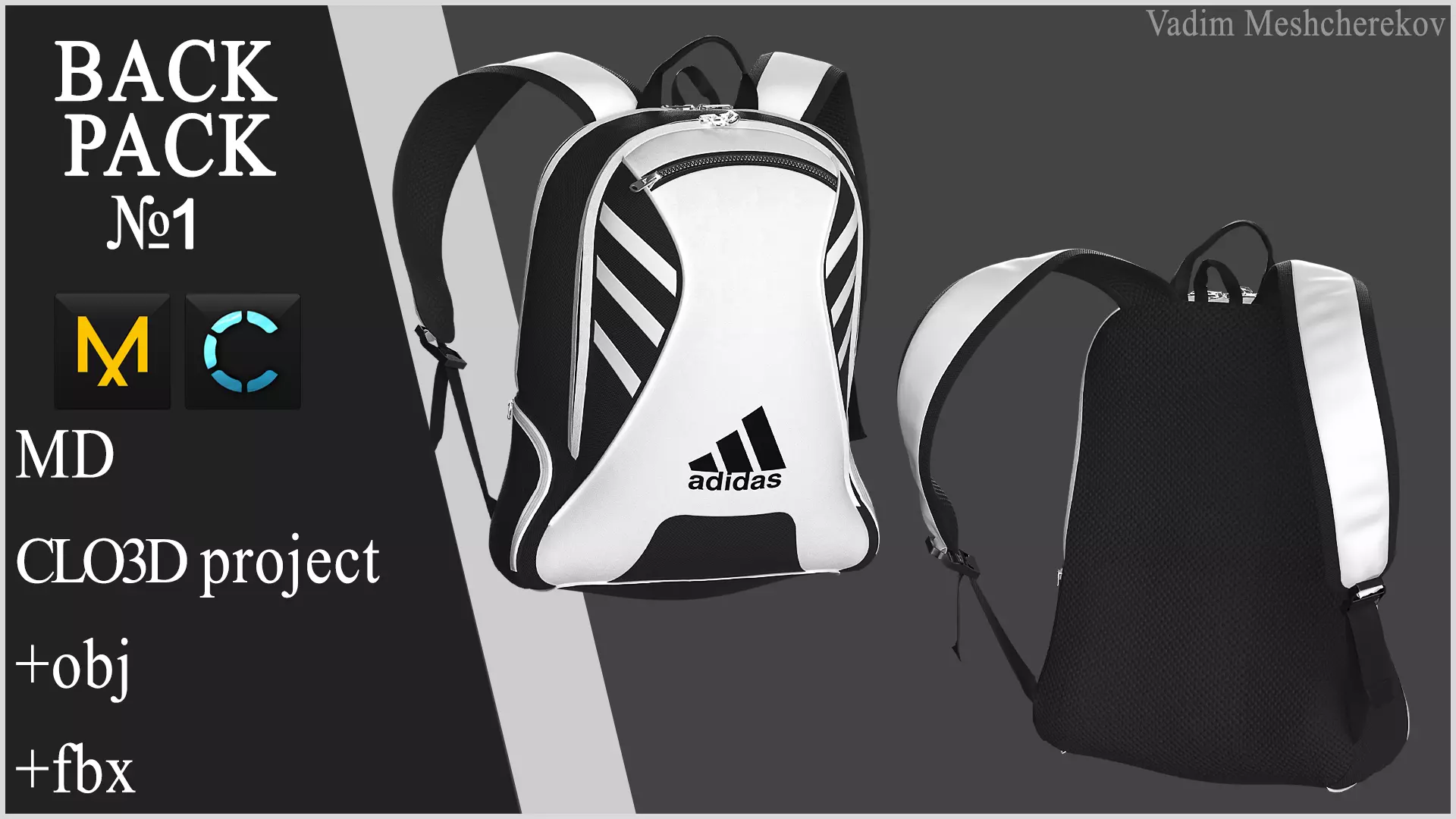 adidas backpack 3d design Backpack 1 Marvelous Designer project 3D model