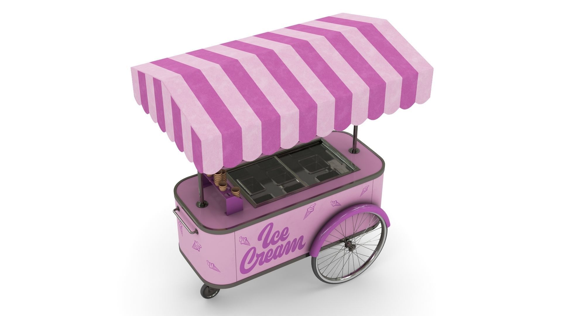 Ice Cream Trolley Low-poly 3D model_2