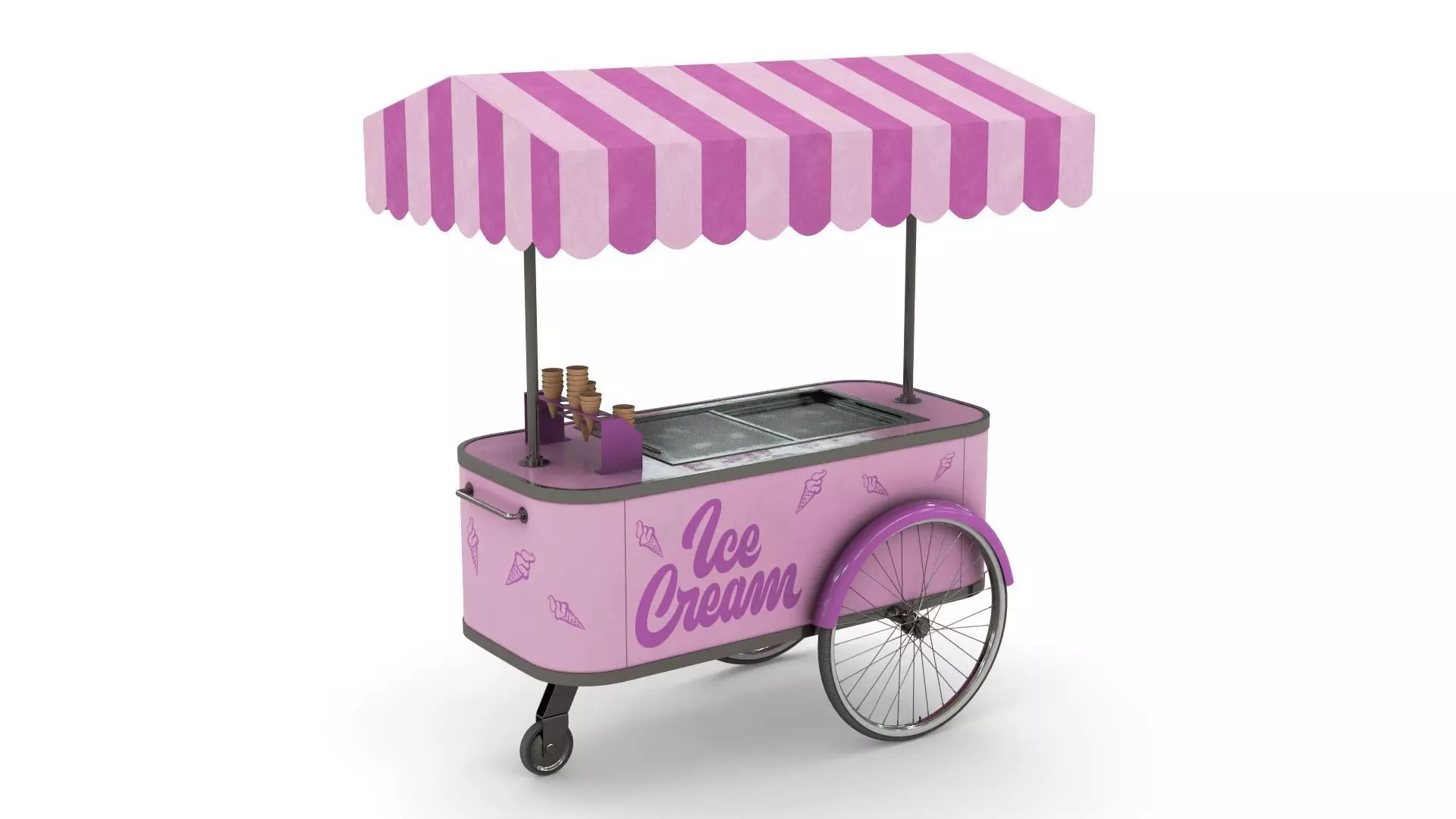 Ice Cream Trolley Low-poly 3D model_0