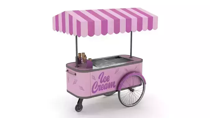 Ice Cream Trolley Low-poly 3D model