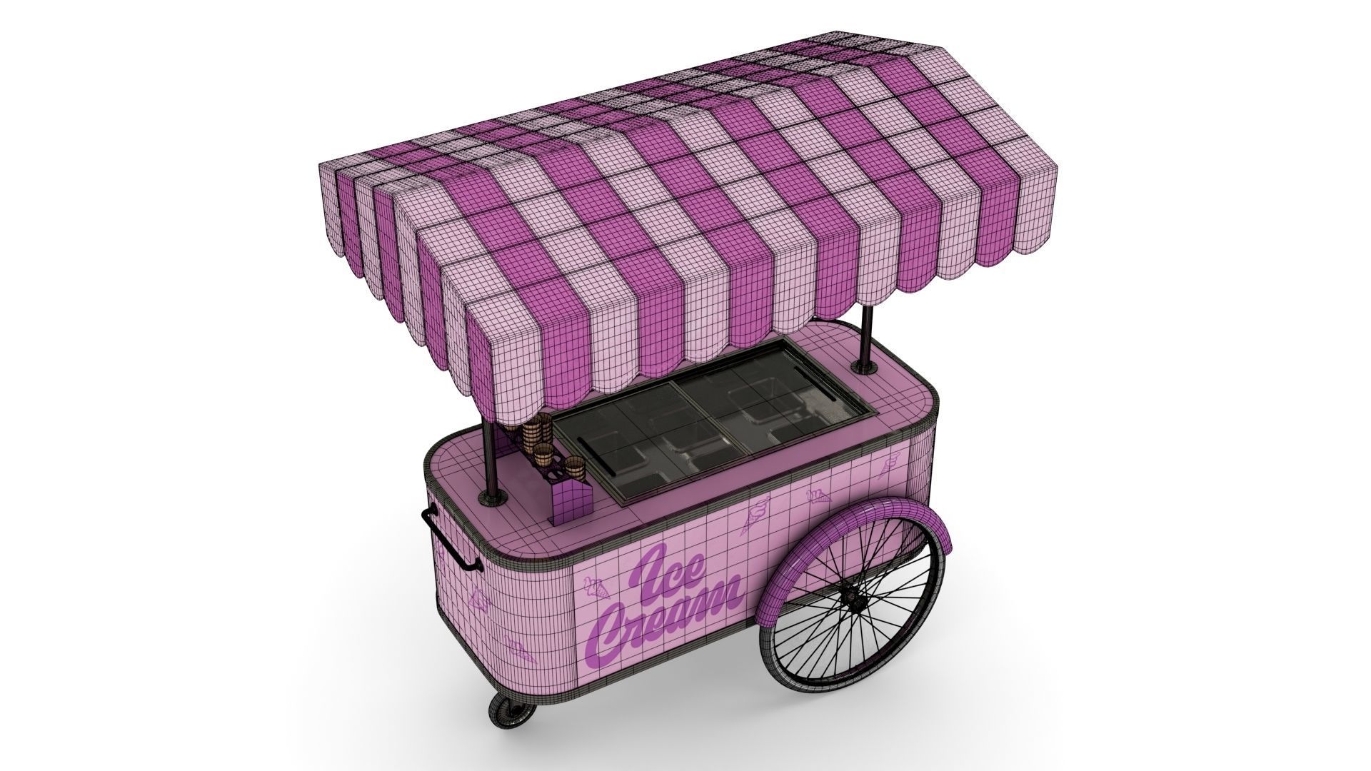 Ice Cream Trolley Low-poly 3D model_12
