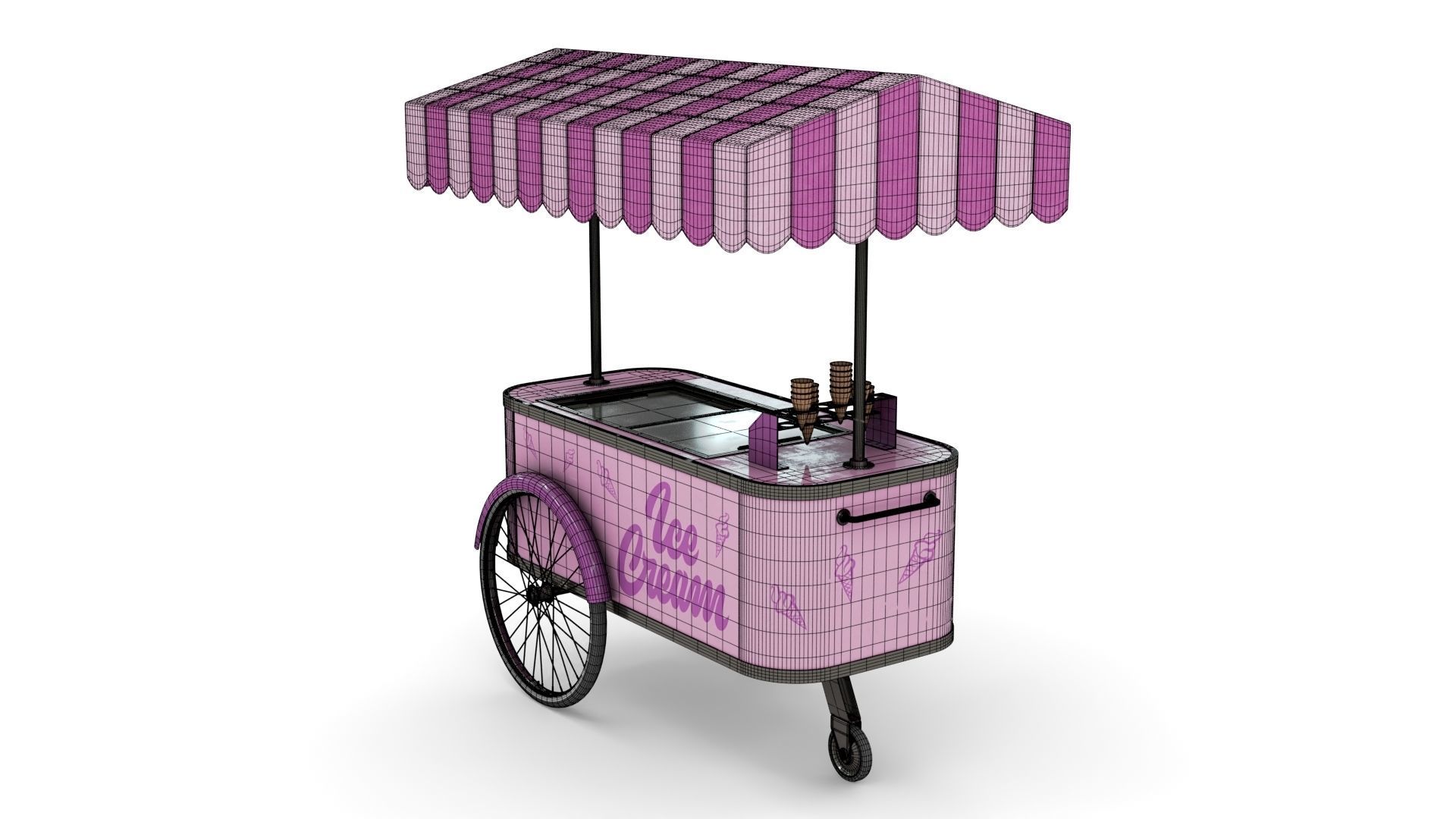 Ice Cream Trolley Low-poly 3D model_13