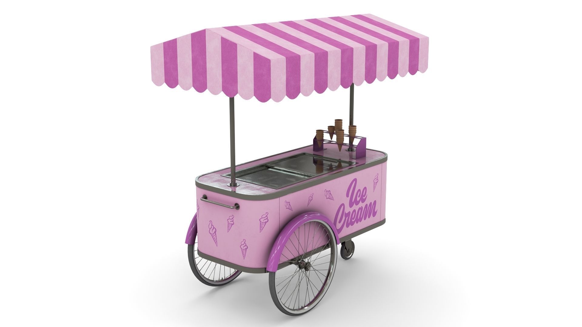 Ice Cream Trolley Low-poly 3D model_1
