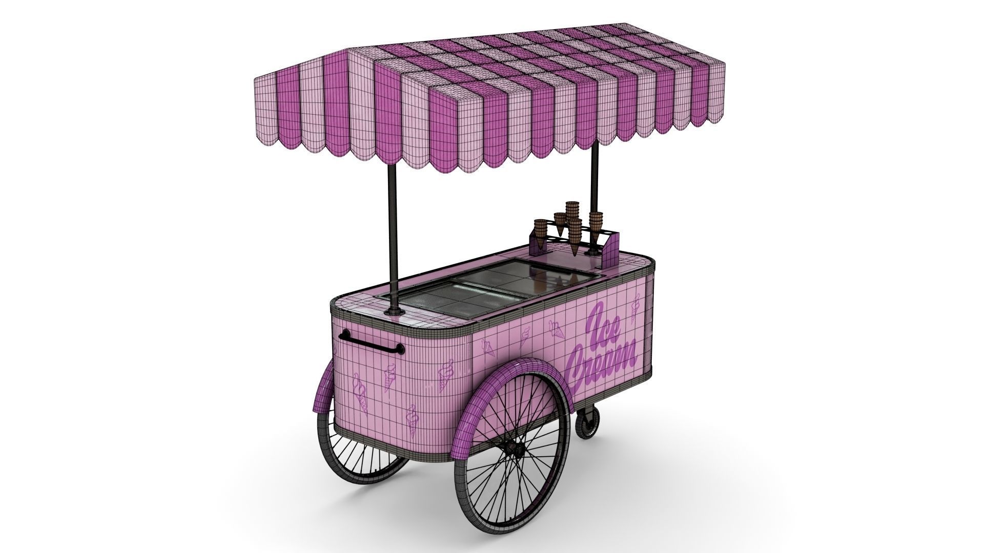Ice Cream Trolley Low-poly 3D model_11