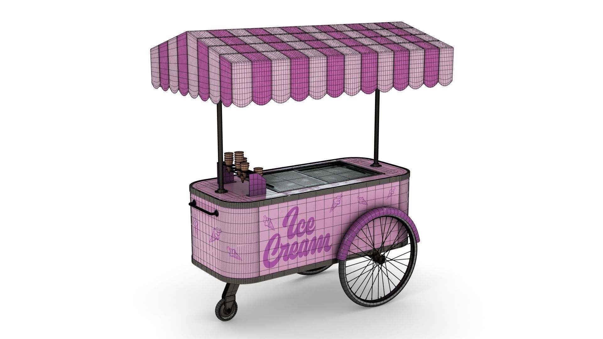 Ice Cream Trolley Low-poly 3D model_10