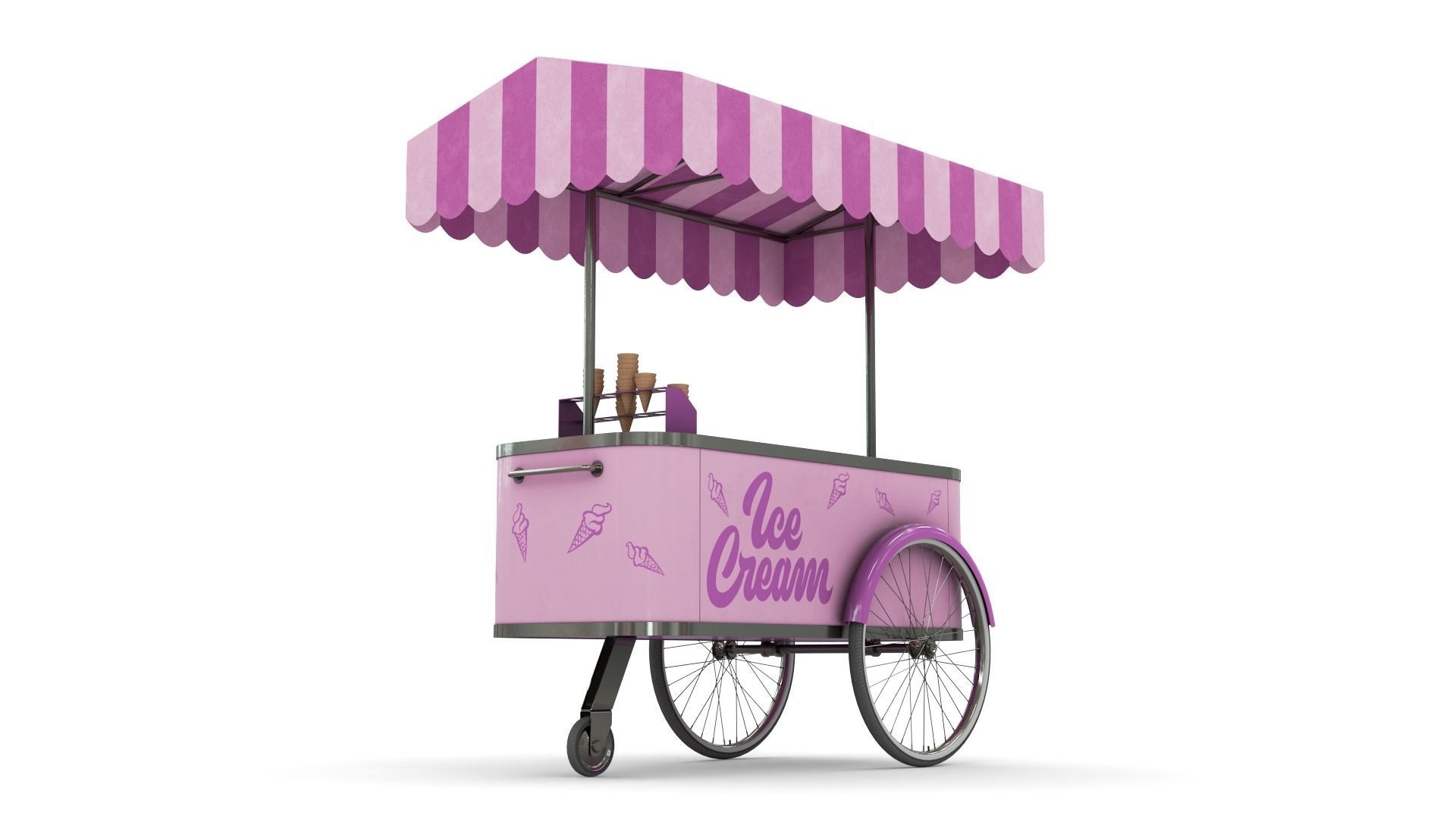 Ice Cream Trolley Low-poly 3D model_5