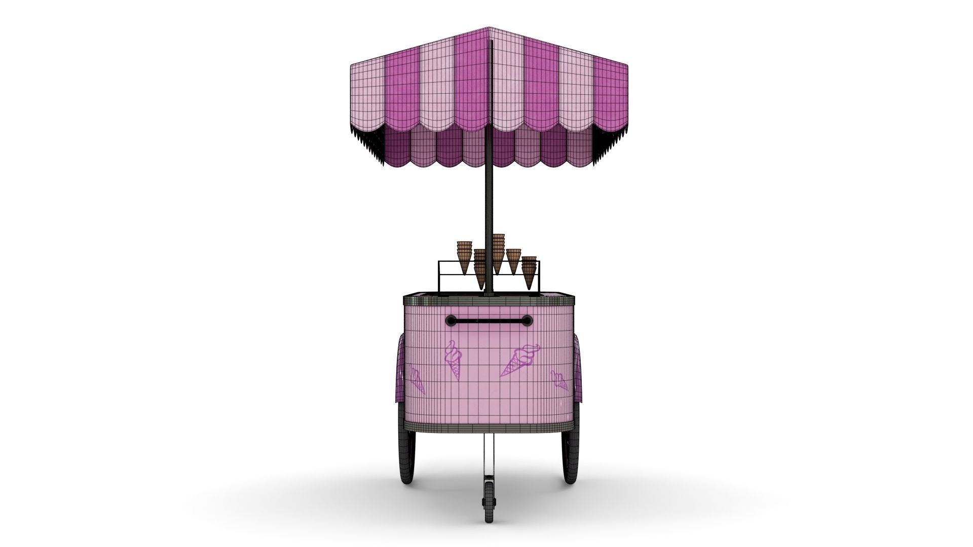 Ice Cream Trolley Low-poly 3D model_16