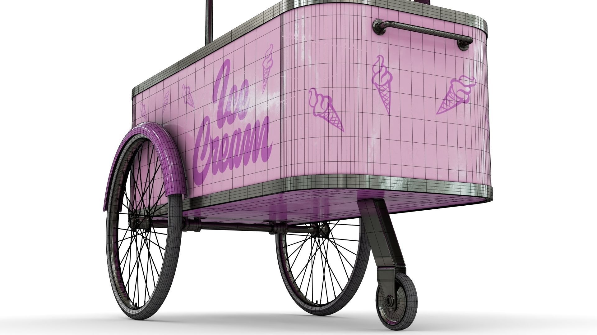 Ice Cream Trolley Low-poly 3D model_19