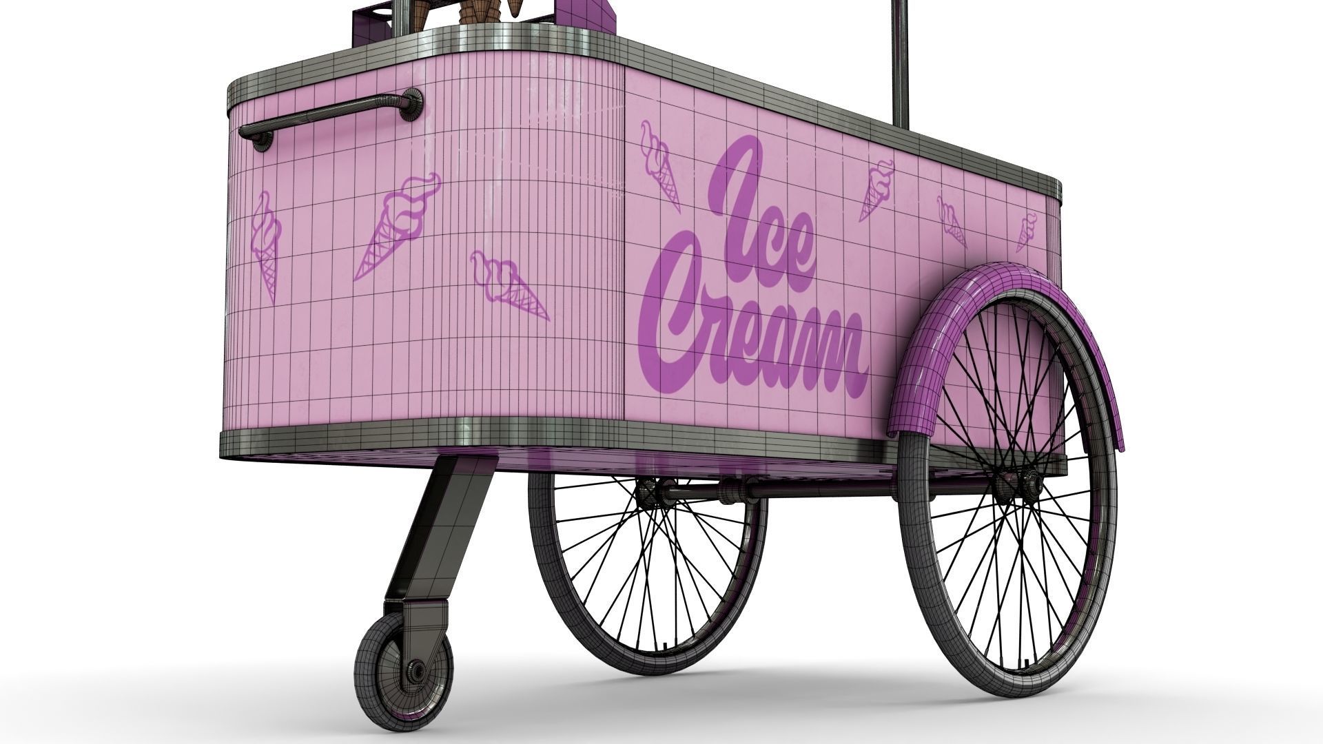 Ice Cream Trolley Low-poly 3D model_17